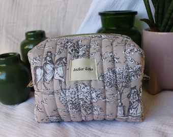 Petite trousse Zoé - Toile de Jouy taupe