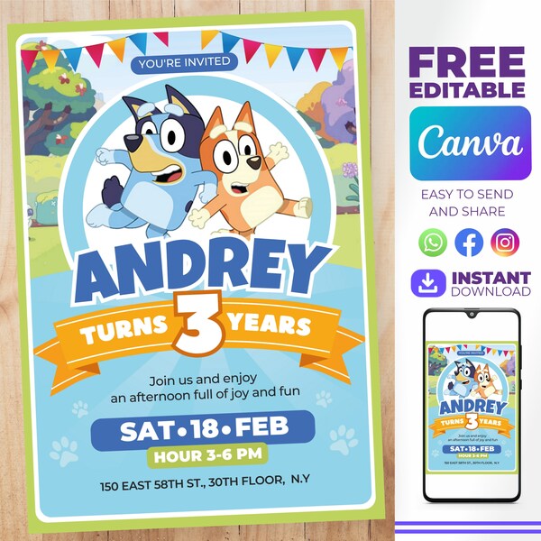 Bluey's Birthday Invitation Editable