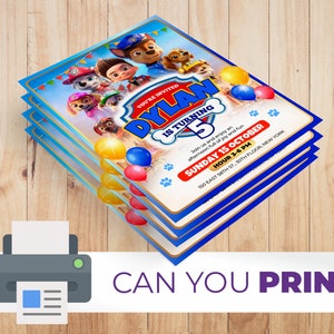 Editable Paw Patrol Birthday Invitation P-Patrol image 3