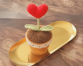 Crochet Heart Tree, Amigurumi Heart, Handmade Plants, gift for girl friend, housewarming party gift