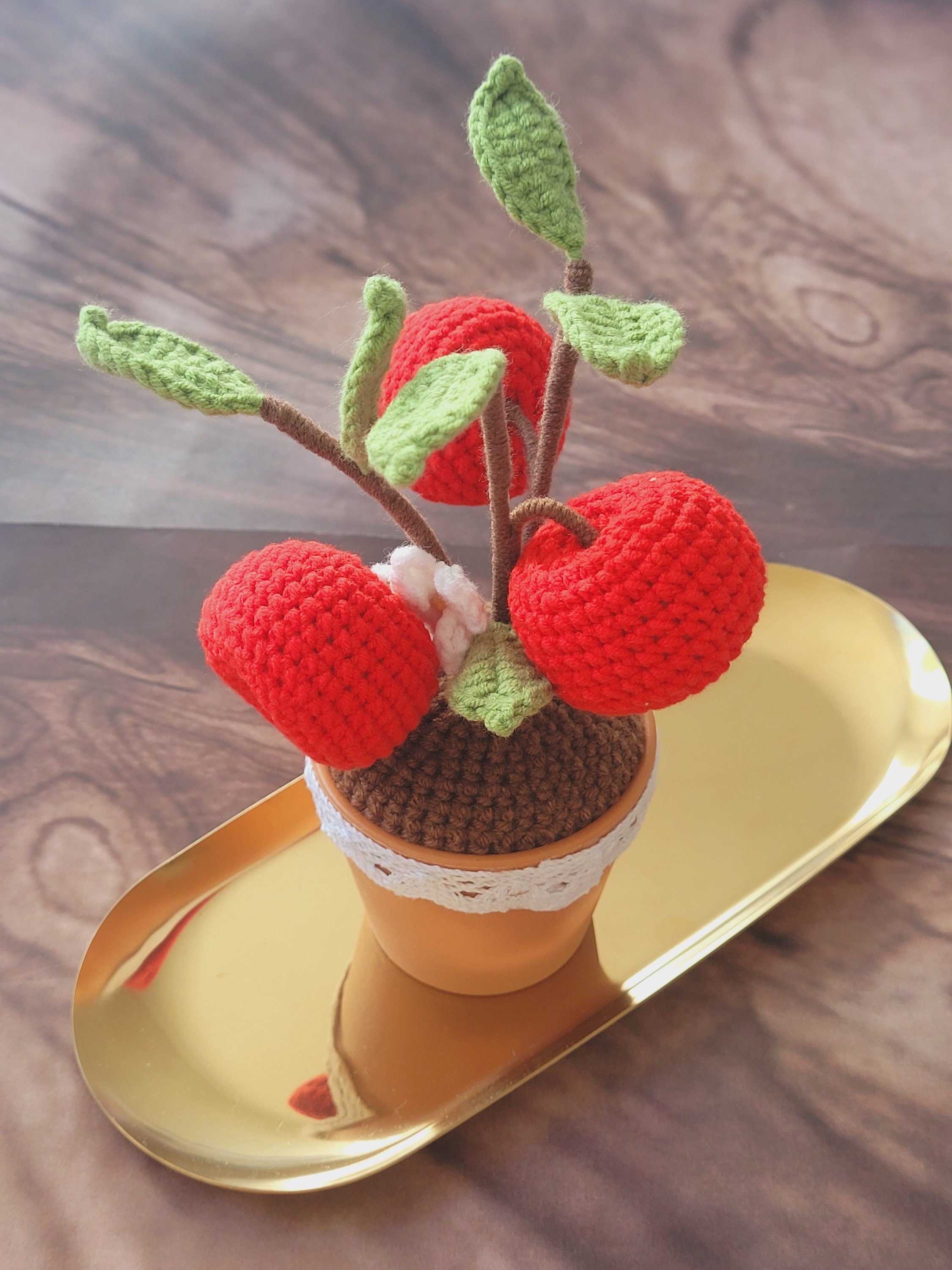 Crochet Apple Tree, Amigurumi Heart, Handmade Apple Plants, Gift for ...