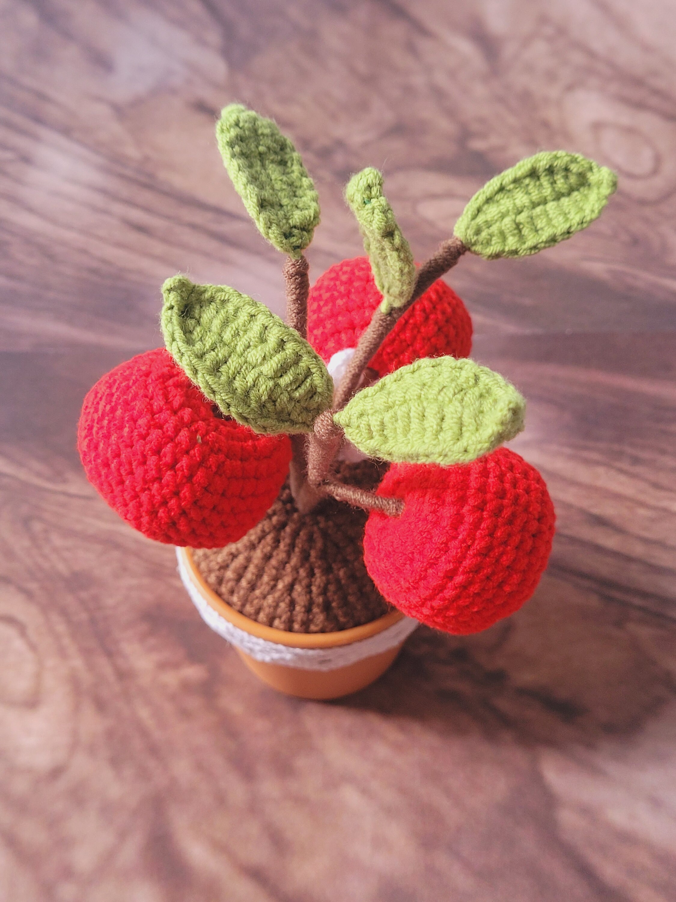 Crochet Apple Tree, Amigurumi Heart, Handmade Apple Plants, Gift for ...