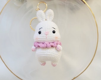 Crochet Rabbit, Crochet Keyring, Rabbit Bag Charm, Amigurumi Key Ring, Keyring, Key Chain, Handmade Keyrings, gift for child, gift for girl