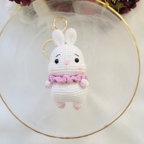 Lapin au crochet, porte-clés au crochet, breloque de sac lapin, porte-clés Amigurumi, porte-clés, porte-clés, porte-clés faits main, cadeau pour enfant, cadeau pour fille