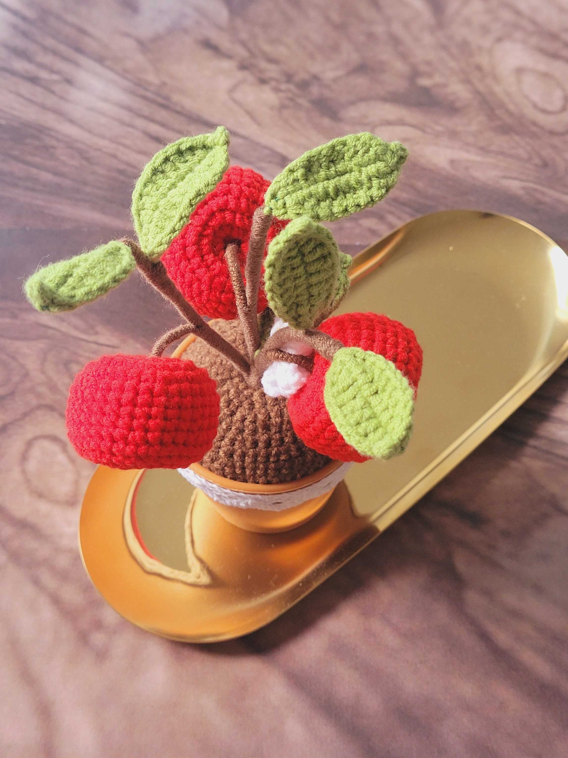 Crochet Apple Tree, Amigurumi Heart, Handmade Apple Plants, Gift for ...