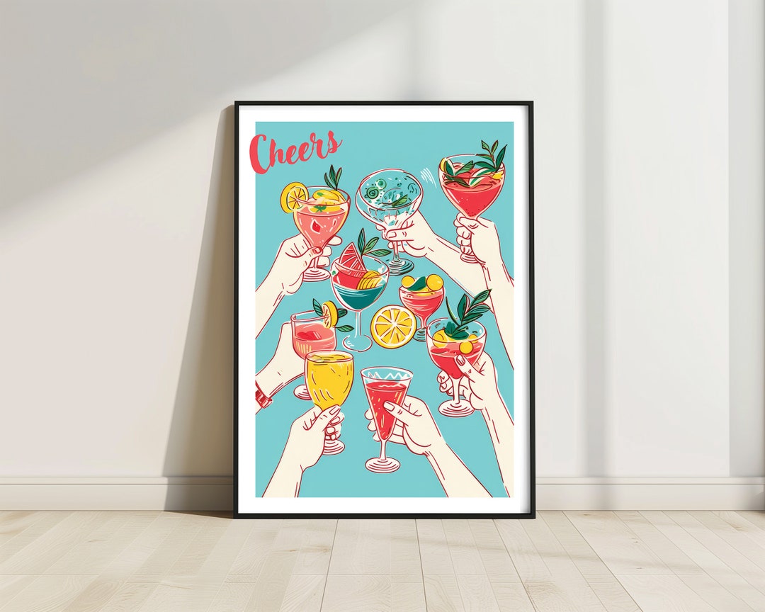Colorful Cheers Print, Colorful Hands Cheers Print, Cheers Sign Print ...