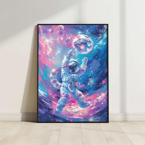 Weltraum Katze Druck, Astronaut Katze Poster, Katze Poster, Tier Weltraum Druck, lustiger Tierdruck, lebendige Ölmalerei, Galaxie Katze Wandkunst, Katzenstern