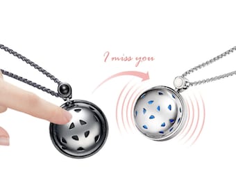 Collars for torque of long distances- smart necklaces for couple, press three times to send "Je t'aime", price for both