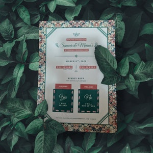 Carte d'invitation de mariage - faire-part de mariage motif indien - style bohème hippie