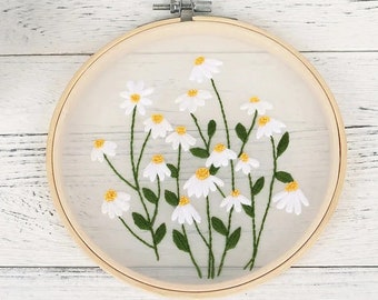 Plants Transparent Embroidery Kit for Beginner,Flower diy Kit, Beginner Hand Embroidery Full Kit ,Diy Start Up Embroidery Set with Pattern