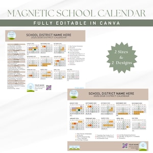 Plantilla de calendario escolar magnético 2025-2026 (editable en Canva): Agentes inmobiliarios, Regreso a clases, Materiales de marketing