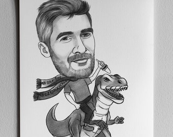 Drawing Cartoon Caricature, Hand Drawn, Caricature Personalized From Your Photos, Gift for birthday, for man, boyfriend, boy, friend 1 pers.