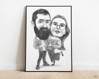 Individuelle Karikatur,  2 Personen, Handgezeichnet vom Bild, Perfekt geeignet als Geschenk zum Geburtstag, Jahrestag oder für zwischendurch