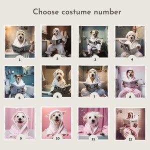Custom Dog Portrait, Pet Bathroom Portrait, Funny Pet Portrait, Pet Customization, Personalized Pet Gift, Bathroom Wall Art, Kids Gift, Chic zdjęcie 6
