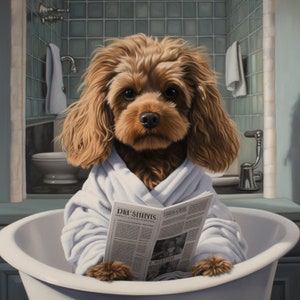 Custom Dog Portrait, Pet Bathroom Portrait, Funny Pet Portrait, Pet Customization, Personalized Pet Gift, Bathroom Wall Art, Kids Gift, Chic zdjęcie 2