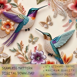 Patrón sin costuras de colibríes