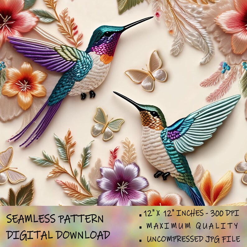 Hummingbirds Seamless Pattern - Etsy