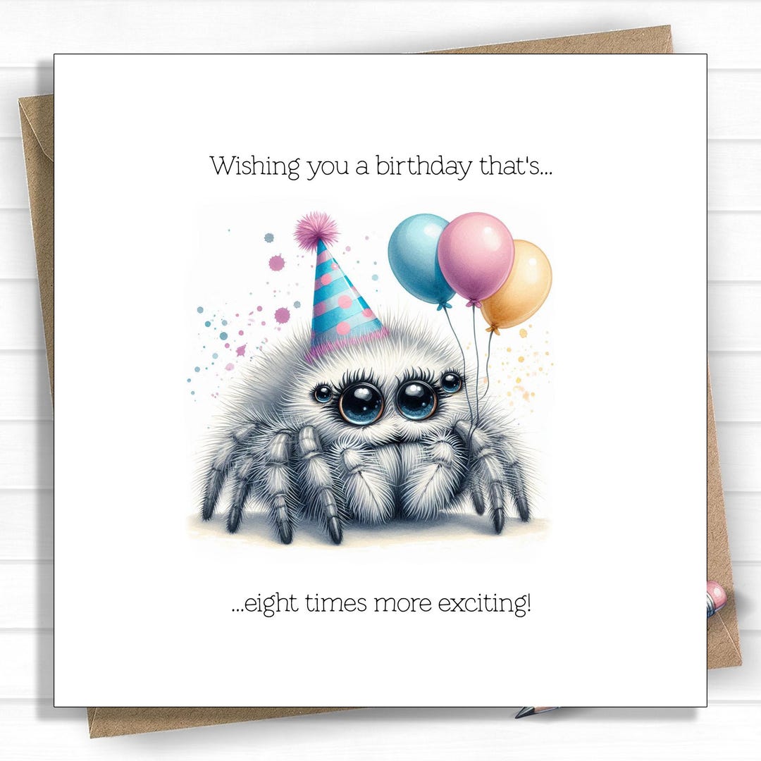 Funny Jumping Spider Birthday Card – Wishing You a Birthday That's