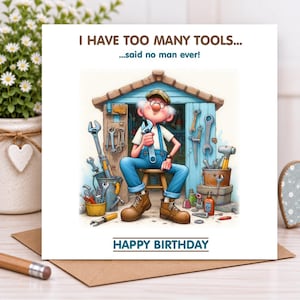 Funny Tool-Themed Birthday Card for Him – Said No Man Ever – DIY Handyman Card – Humorous Birthday Card for Dad, Husband, or Tool Lover