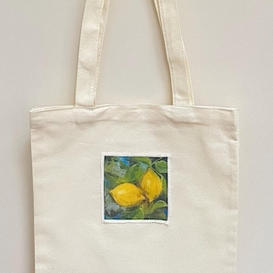 Zitrone Tragetasche | Handgefertigtes Geschenk | Wiederverwendbare Tasche | Lange Henkel-Umhängetasche