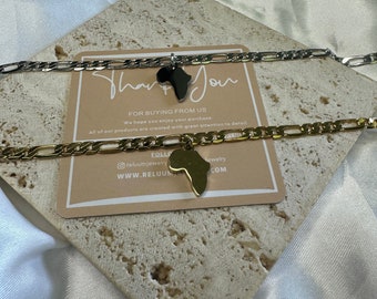 Mini bracelet de cheville avec breloques contour de la carte de l'Afrique • Bracelet de cheville carte de l'Afrique • Bijoux de la culture africaine • Bracelet de cheville réglable • Cadeau pour l'anniversaire de sa mère