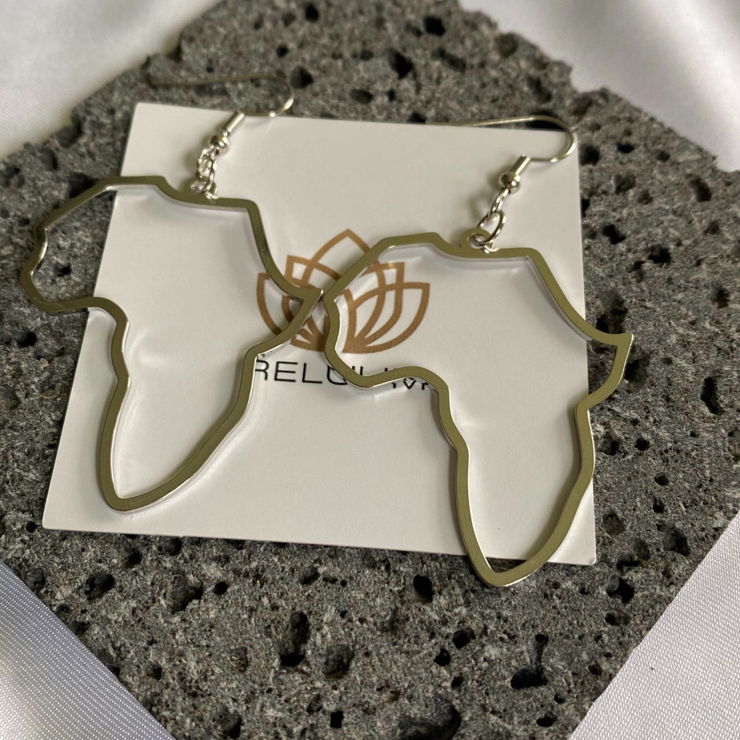 Large Africa Map Outline Earrings
