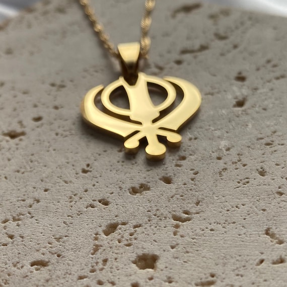 Sikh Khanda Charm Necklace sikh Cultural Jewelry Sikhism Khanda Pendant Necklace 18K Gold Plated gift for Him Her Birthday Etsy UK
