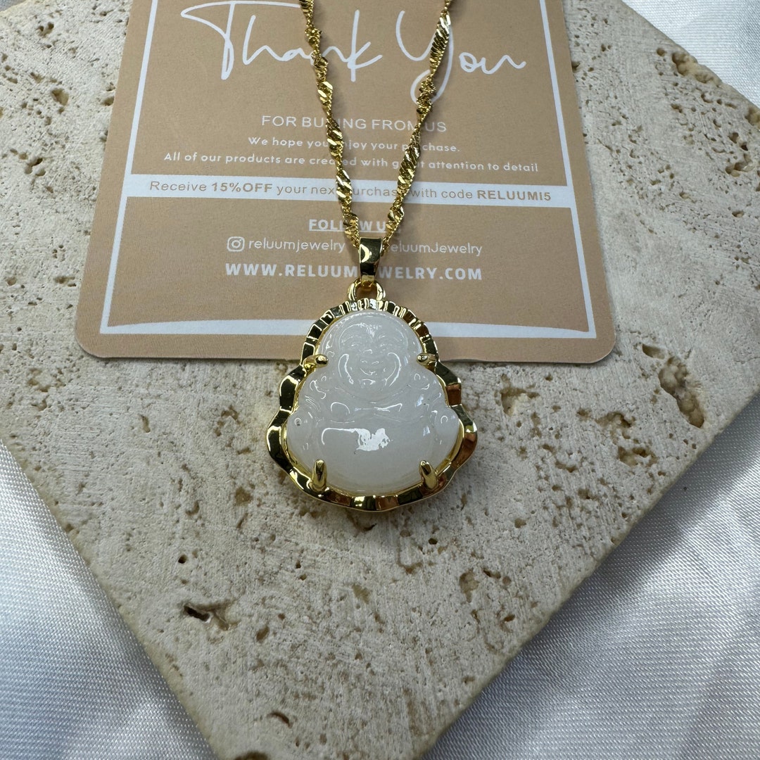 Guanyin White Buddha Pendant Necklace Buddhist Maitreya Buddha Amulet ...