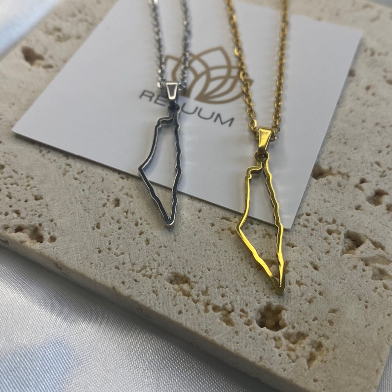 Palestine Map Outline Pendant Necklace palestine Map Charm Necklace