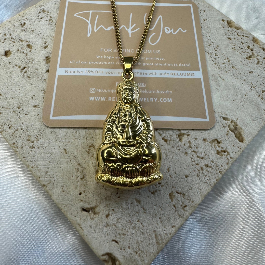 Guanyin Buddha Pendant Necklace maitreya Buddha Amulet Necklace 18K ...