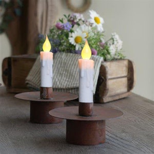 Flickering Taper Candles, LED Drip Flameless Candles, Battery Operated with Timer, White, 4-3/4 Inch image 1