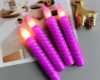 6.5 Inch Pink Flameless Candles,Taper Candles,Primitive Candles, LED Candles,Flickering Candles,Battery Operated,Real Wax Flameless Candles