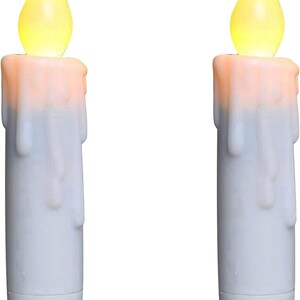 Flickering Taper Candles, LED Drip Flameless Candles, Battery Operated with Timer, White, 4-3/4 Inch image 5