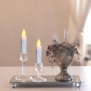 Flickering Taper Candles, LED Drip Flameless Candles, Battery Operated with Timer, White, 4-3/4 Inch image 3