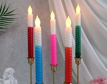 10 Inch Two Toned Flameless Candles,Taper Candles,Primitive Candles, LED Candles,Flickering Candles,Battery Operated,Real Wax Candles