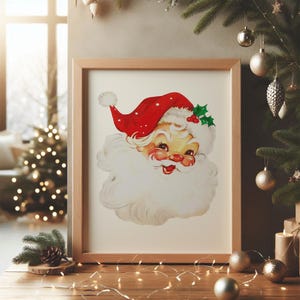 Santa Claus Print, Vintage Christmas Wall Art, Santa Home Decor, Bookshelf Decor
