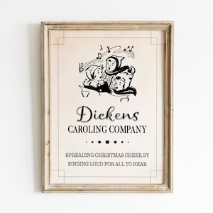 Dickens Caroling Company Wall Art, Christmas Carolers Sign, Vintage inspired Christmas Digital Print, Victorian Wall Art,