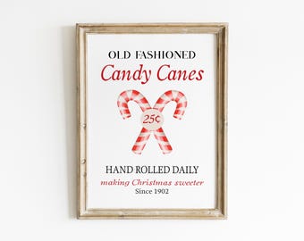 Candy Cane Digital Print, Christmas Kitchen Sign, Holiday Printable Decor, Winter Wall Art Download