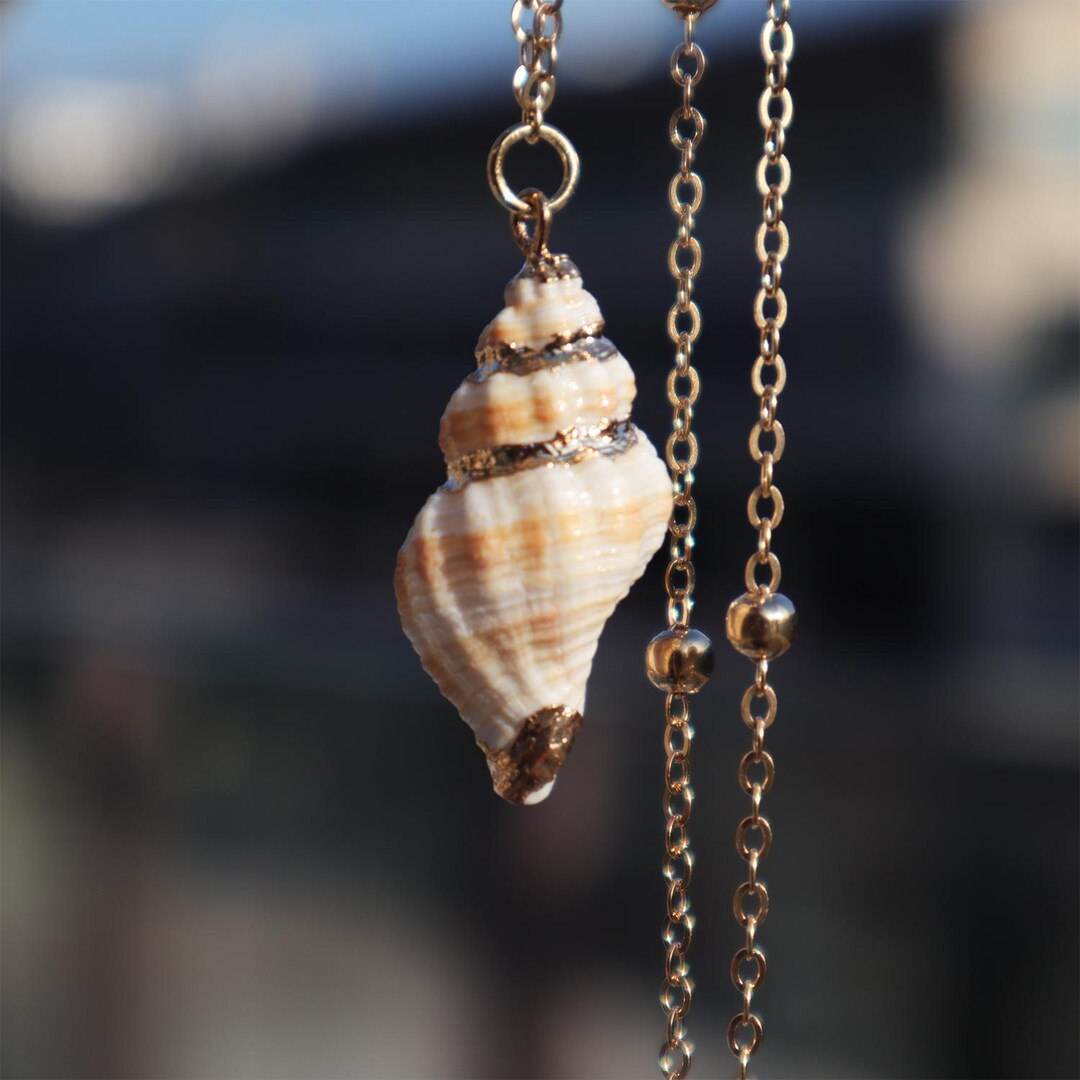 Natural Sea Shell Necklace – Real Shell Pendant on Gold Chain, Boho ...