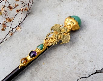 Green Aventurine Magic Wand,Handmade Witch Scepter,Nordic Crystal Wand,Reiki Healing Staff,Amethyst,Meditation Decor,Gift for Her