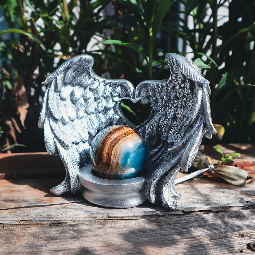 Resin Electronic Angel Candle Holder Feather Wings