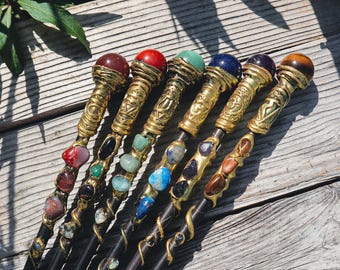 Six-Colored Crystal Wand,Handmade Magic Wand,Healing Crystal Scepter,Witch Wand,Reiki Tool,Spiritual Decor,Nordic Crystal Wand,Gift for Her
