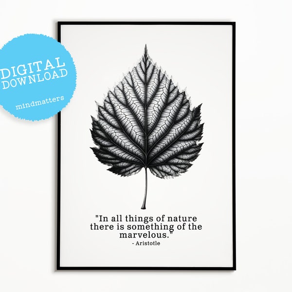 Aristotle Quote Poster, Digital Print Inspirational Leaf Wall Art, Philosophy Decor, Self Care Art, Wisdom Quotes, DIGITAL DOWNLOAD