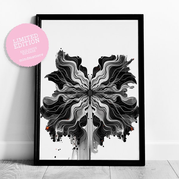 Rorschach Inspired Art Print, Mental Health Print, Abstract Wall Art,  Wellness Self Care Tools, Modern Home Decor, Inkblot Poster Series