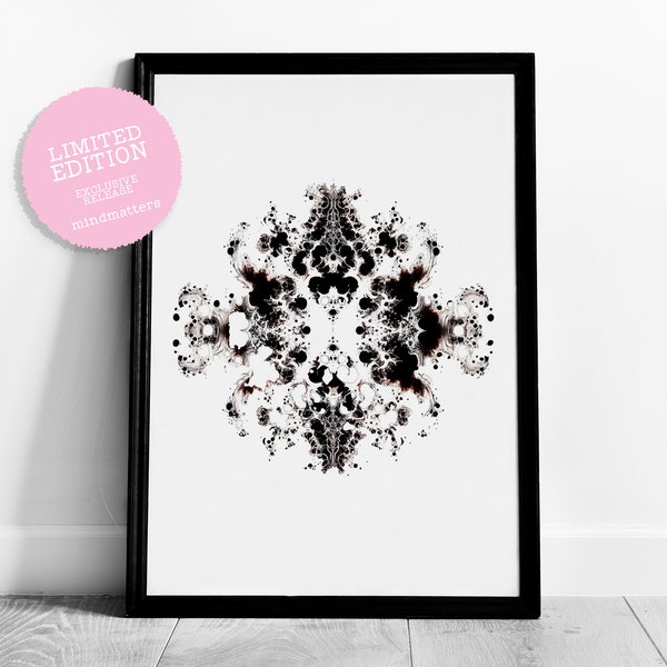 Rorschach Inspired Art Print, Mental Health Print, Abstract Wall Art,  Wellness Self Care Tools, Modern Home Decor, Inkblot Poster Series