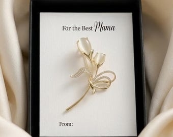 Cat Eye Stone Tulip Brooch for Mom-