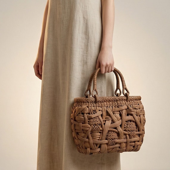Handwoven Grape Vine Bag: Natural Wicker Crossbody Tote - Etsy