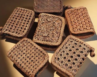 Compact Women's Wallet, Handwoven Purse Made of Rattan, Perfect Gift for Her