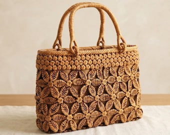 Handwoven Grape Vine Bag: Natural Wicker Crossbody Tote
