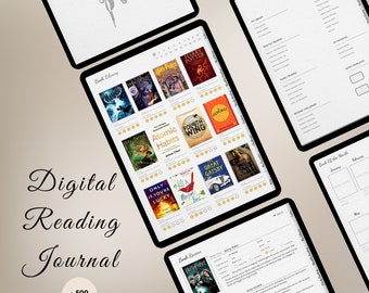 Digital Reading Journal - Reading Planner Journal with Book Review for iPad, Android Tablet, GoodNotes & Notability